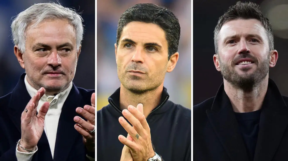 Từ trái qua phải, Jose Mourinho, Mikel Arteta và Michael Carrick.