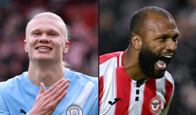 Haaland so kè với Igor Thiago.