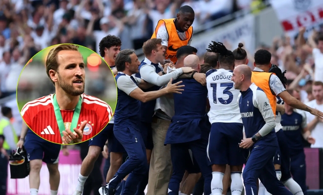 Kane mừng Tottenham tiếp tục ở lại giải đấu số 1 xứ sở sương mù.