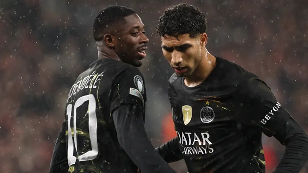 Vấn đề thể trạng của Dembele và Hakimi khiến PSG lo lắng.