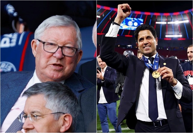Sir Alex Ferguson được cho đã gửi tin nhắn chúc mừng chủ tịch Paris Saint-Germain Nasser Al-Khelaifi.