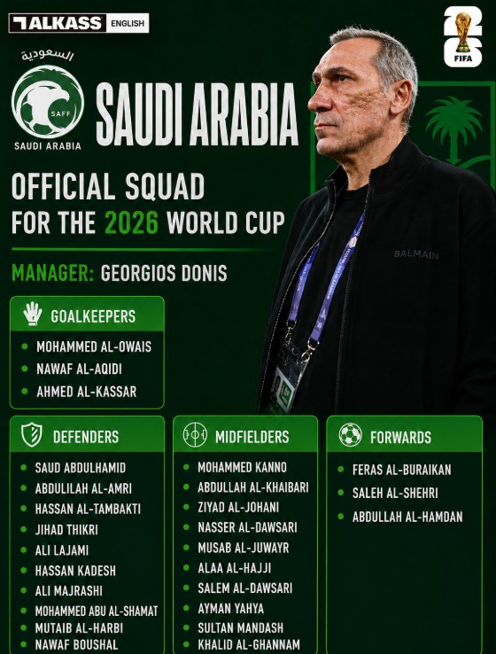Đội hình tuyển Saudi Arabia tại World Cup 2026.