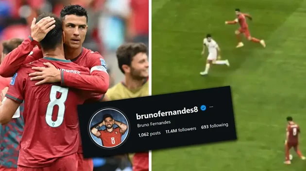 Ảnh bài viết Bruno Fernandes tăng 3 triệu fan nhờ kiến tạo cho CR7