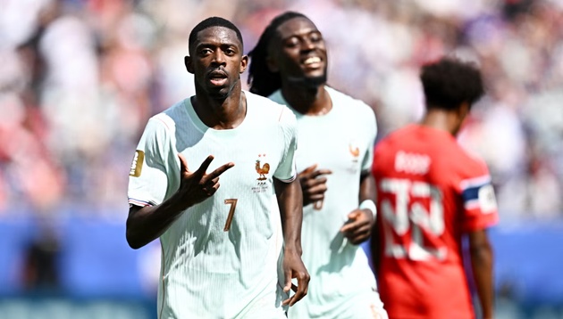 Dembele lập cú hat-trick đẳng cấp trước Na Uy. (Ảnh: Reuters)