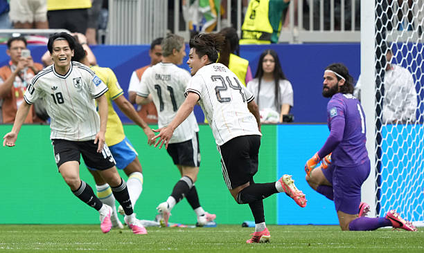 Nhật Bản bất ngờ vươn lên dẫn Brazil 1-0 từ sớm. Ảnh: Getty Images