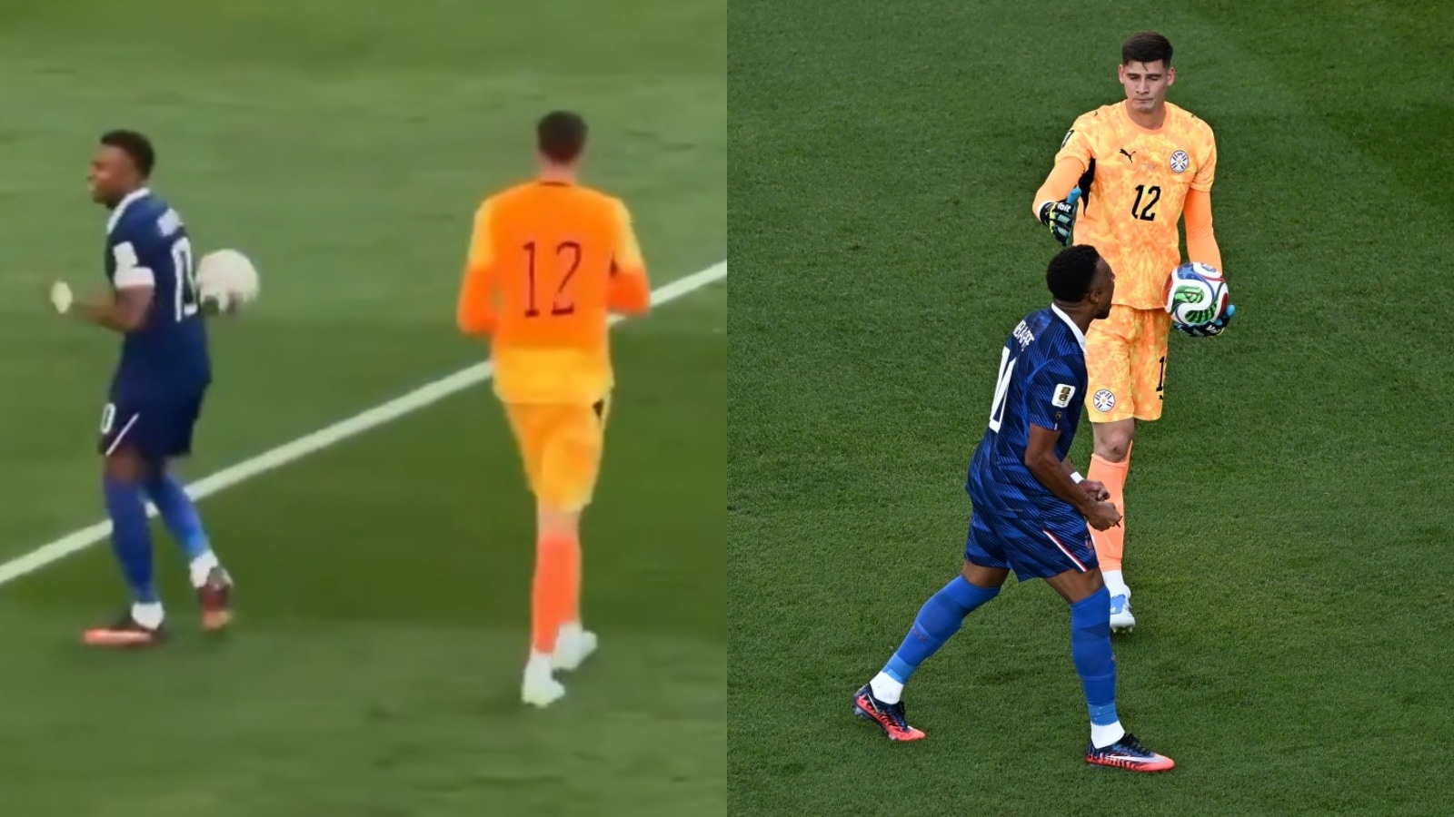 Ảnh bài viết Bị từ chối bắt tay, thủ môn Paraguay ném bóng vào Mbappe