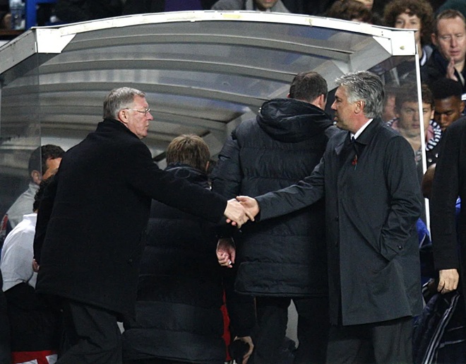 Ancelotti dành sự tôn trọng cho Sir Alex. Ảnh: Pro Shots.