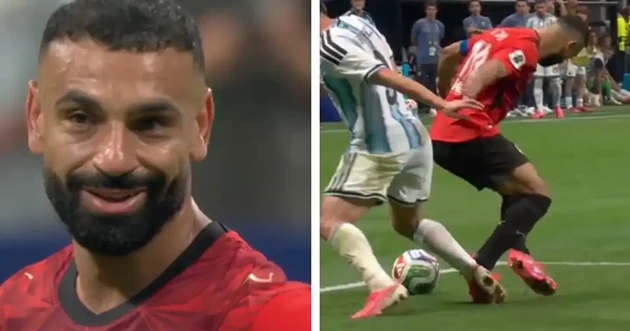 Phía Ai Cập cho rằng Salah đã bị phạm lỗi trước khi Fernandez ghi bàn cho Argentina. Ảnh: Fox Sports