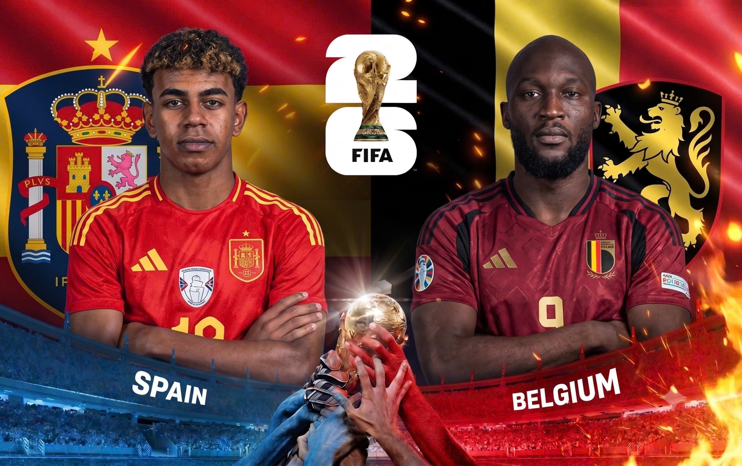 Tây Ban Nha và Bỉ lần thứ hai chạm trán tại tứ kết của một kỳ World Cup. Ảnh: Gemini.