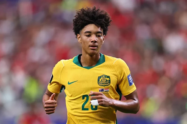 Lucas Herrington để lại ấn tượng tại World Cup 2026 trong màu áo Australia. Ảnh: Getty Images