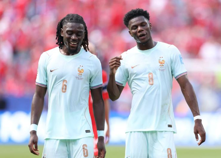Manu Kone là đồng đội của Tchouameni ở đội tuyển Pháp. Ảnh: Getty Images.