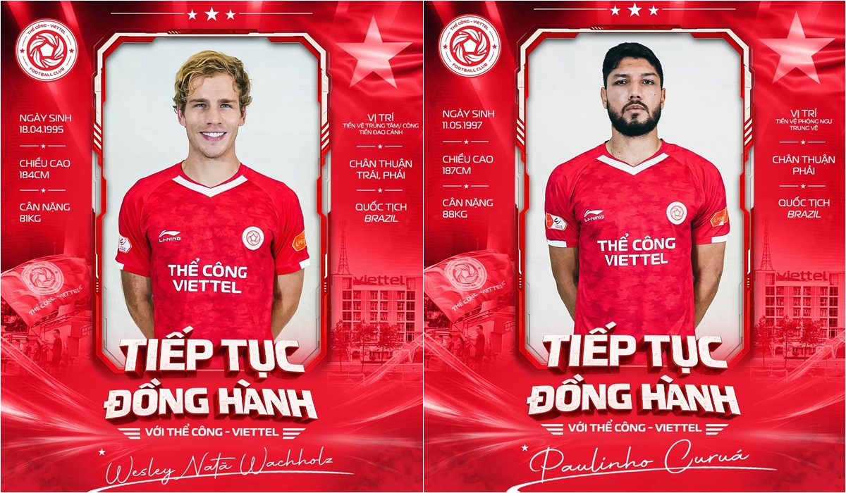 Thể Công Viettel xác nhận gia hạn thành công Wesley Nata và Paulinho Martin. Ảnh: Thể Công Viettel FC.