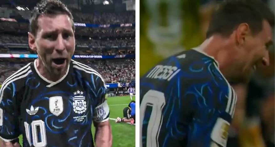 Messi bùng nổ cảm xúc. Ảnh: Tribuna x Fox Sports.