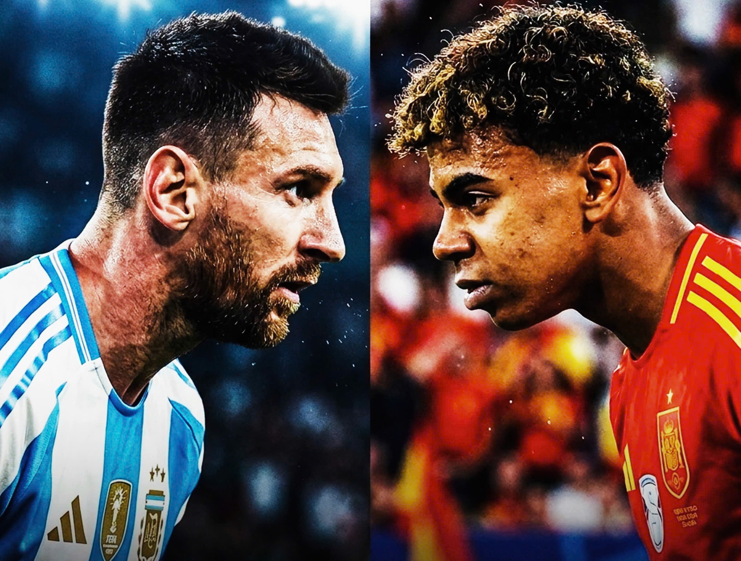 Messi và Yamal sẽ chạm trán trong trận chung kết World Cup. Ảnh: Gemini.