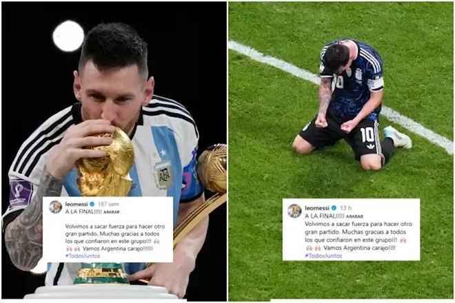 Ảnh bài viết Messi viết bài ăn mừng vé chung kết World Cup giống hệt năm 2022