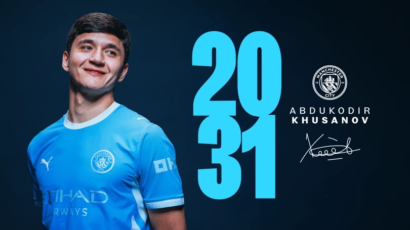 Abdukodir Khusanov chính thức gia hạn với Man City. Ảnh: Manchester City FC.