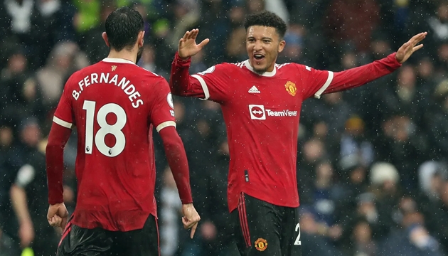 Ảnh bài viết Sancho mặc áo Bruno Fernandes tập luyện