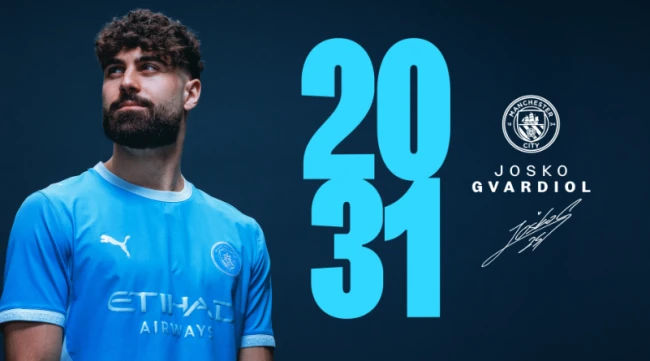 Josko Gvardiol ký hợp đồng mới với Man City. Ảnh: Trang chủ Man City.