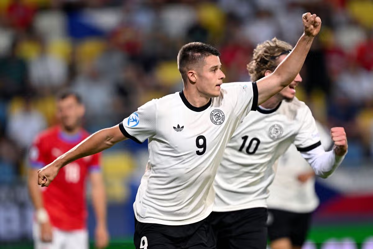 Nicolo Tresoldi trong m&agrave;u &aacute;o đội tuyển U21 Đức. Ảnh: UEFA.