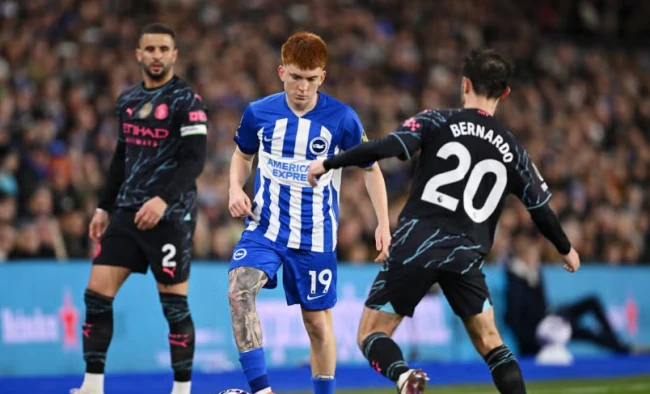 Valentin Barco trong màu áo Brighton. Ảnh: Getty.