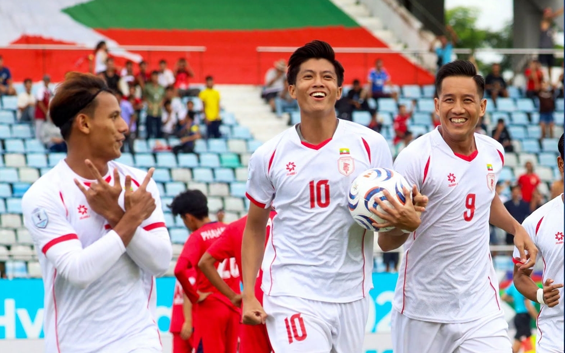 Myanmar nghiền nát tuyển Lào. Ảnh: LĐBĐ Myanmar.