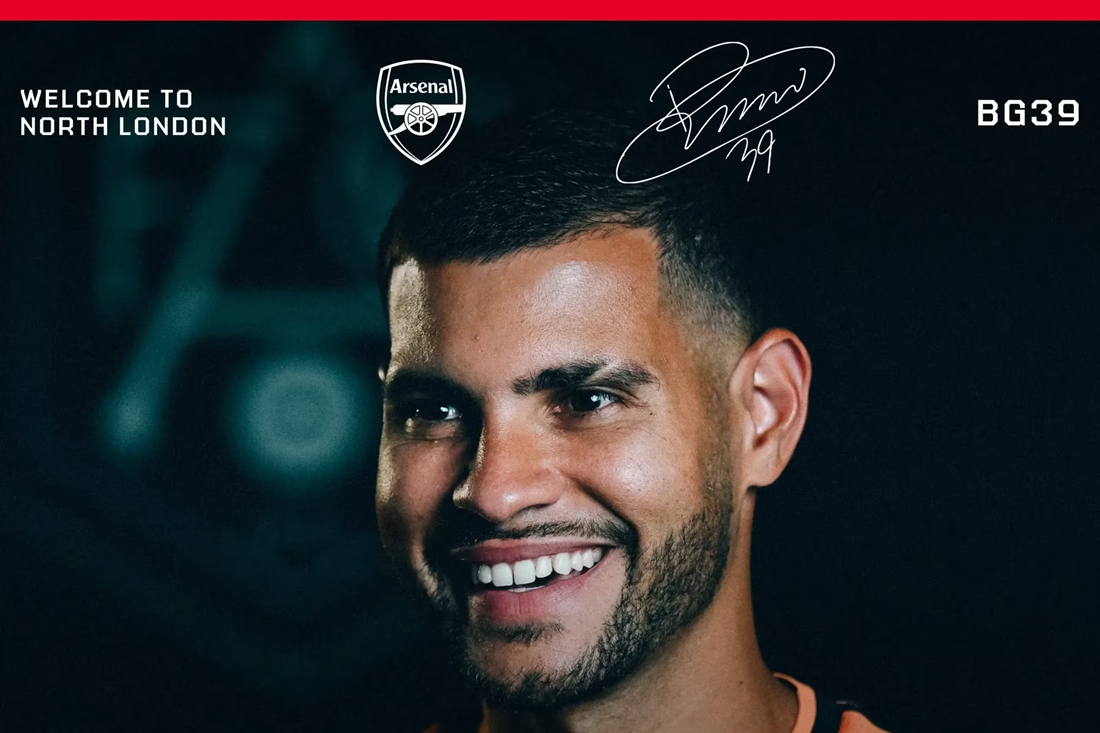 Bruno Guimaraes sẽ kho&aacute;c &aacute;o số 39 tại Arsenal. Ảnh: Arsenal FC.