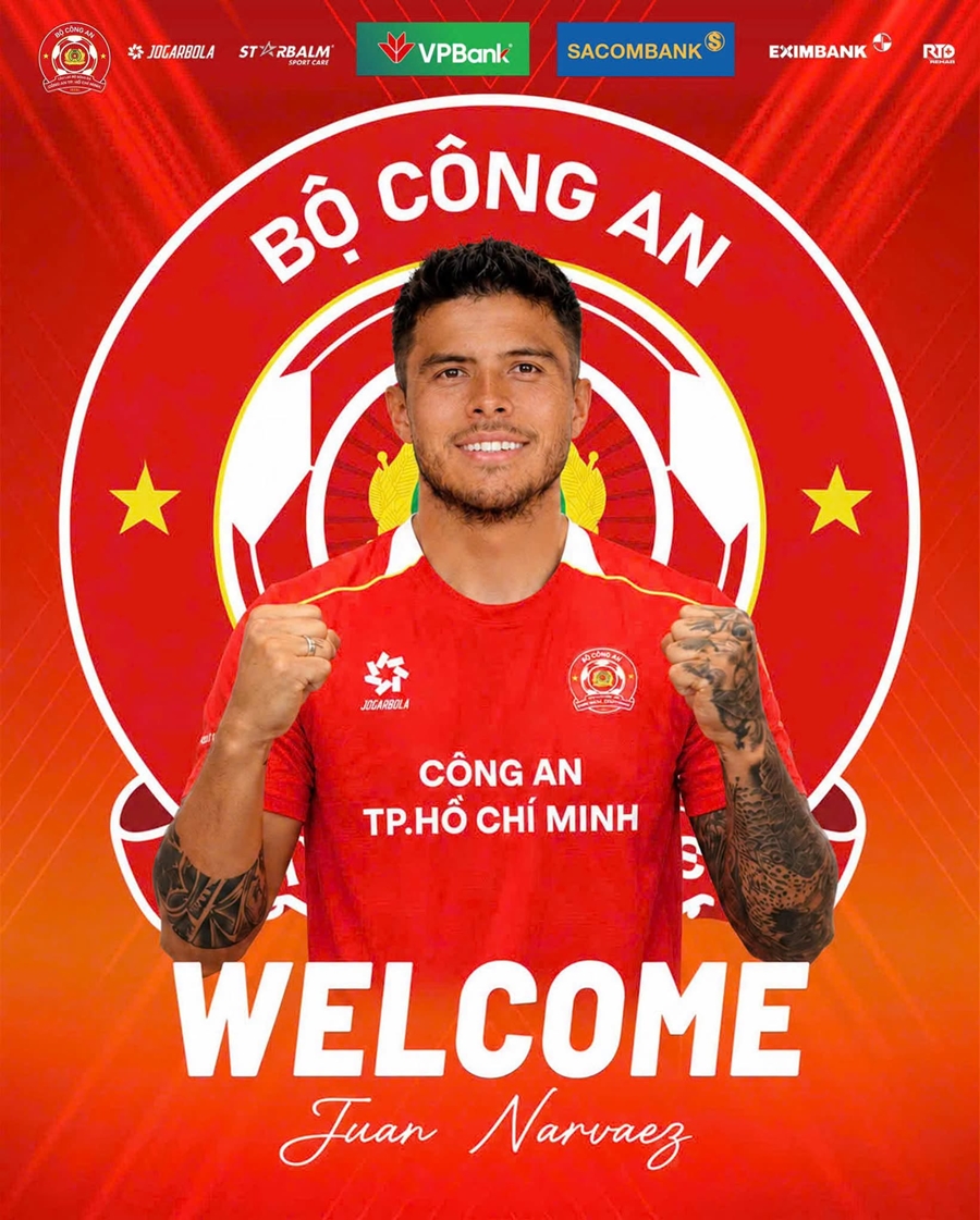CA TP.HCM c&ocirc;ng bố bản hợp đồng Juanjo Narvaez. Ảnh: C&acirc;u Lạc Bộ B&oacute;ng Đ&aacute; C&ocirc;ng An TP. Hồ Ch&iacute; Minh.