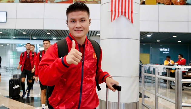 Quang Hải v&agrave; c&aacute;c đồng đội tự tin cho chuyến l&agrave;m kh&aacute;ch trước Malaysia. Ảnh: VFF