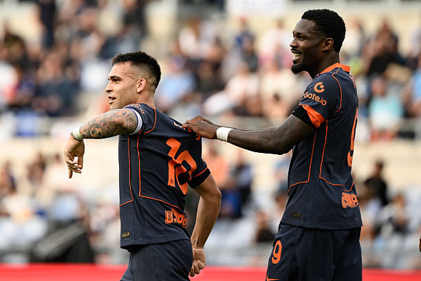 Inter Milan thiếu đi bộ đ&ocirc;i tiền đạo quan trọng, Lautaro Martinez v&agrave; Marcus Thuram. Ảnh: Getty Images.