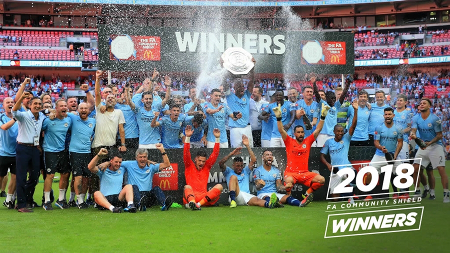 Man City v&ocirc; địch Si&ecirc;u c&uacute;p Anh 2018. Ảnh: Manchester City FC.
