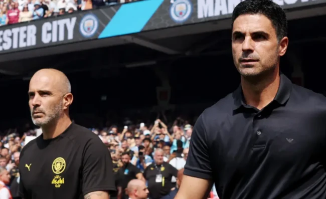 Arsenal thể hiện sức mạnh trước Man City. Ảnh: Getty.