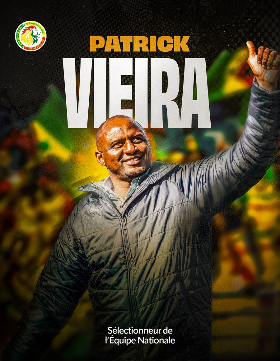 Patrick Vieira được bổ nhiệm l&agrave;m huấn luyện vi&ecirc;n trưởng ĐT Senegal. Ảnh: LĐBĐ Senegal.