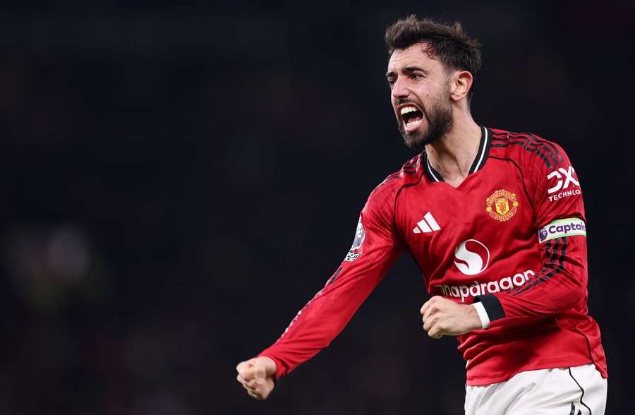 Sau giai đoạn đầu không như ý, Bruno Fernandes đã bùng nổ mạnh mẽ ở phần còn lại mùa giải 2025/26. Ảnh: Manchester United FC.