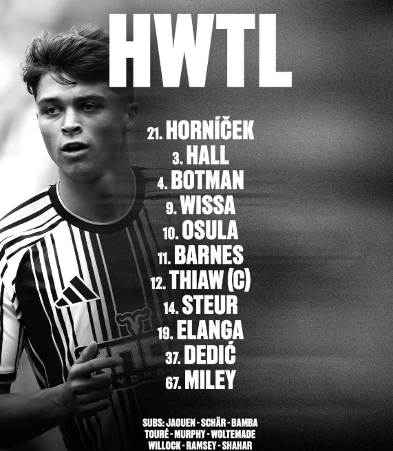Đội hình ra sân của Newcastle. Ảnh: Tài khoản X của Newcastle.