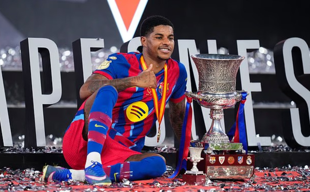 Rashford vừa trải qua một mùa giải không tệ với Barca. Ảnh: Getty.