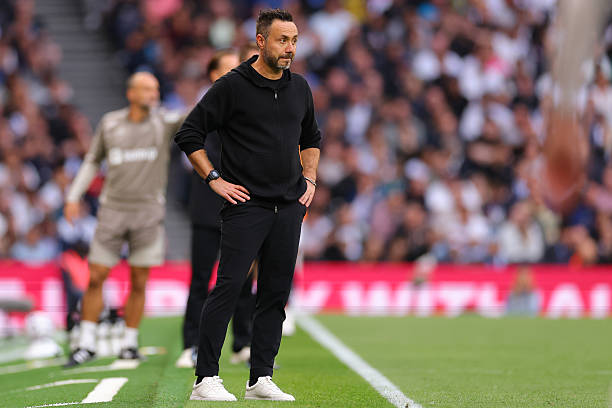 De Zerbi đối diện với thực tại khắc nghiệt ở Tottenham. Ảnh: Shaun Brooks - CameraSport via Getty Images.