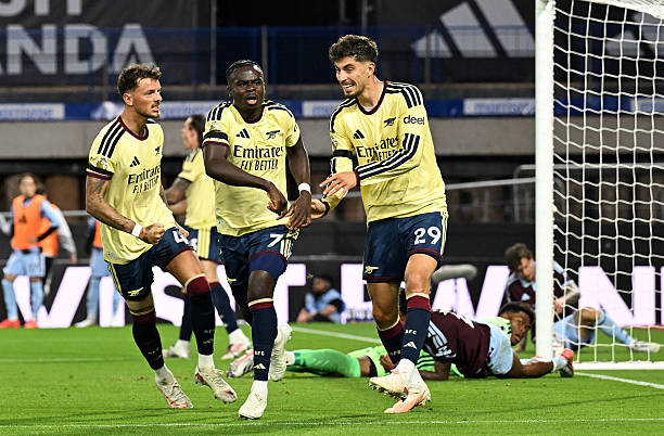 Arsenal thể hiện bản lĩnh trước Aston Villa. Ảnh: Stuart MacFarlane/Arsenal FC via Getty Images.