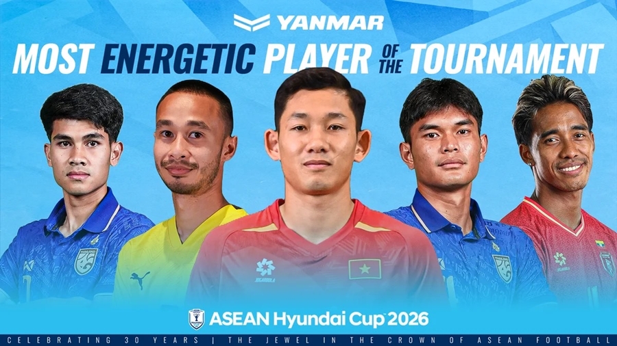 Nguyễn Hai Long và các ứng viên cạnh tranh danh hiệu Cầu thủ năng lượng nhất ASEAN Cup 2026. Ảnh: ASEAN United FC.