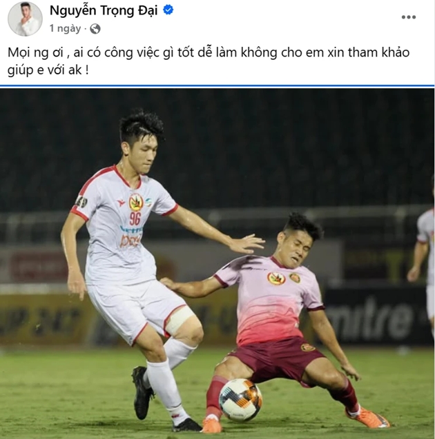 Nguyễn Trọng Đại công khai xin việc trên trang cá nhân. Ảnh: FBNV