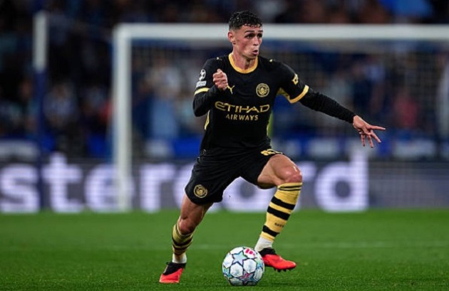 Phil Foden (6.9): Thi đấu năng nổ b&ecirc;n h&agrave;nh lang c&aacute;nh phải, tung ra đường chuyền quyết định khởi nguồn cho b&agrave;n mở tỷ số của Haaland. Ảnh: Bruno Penas/Quality Sport Images/Getty Images.