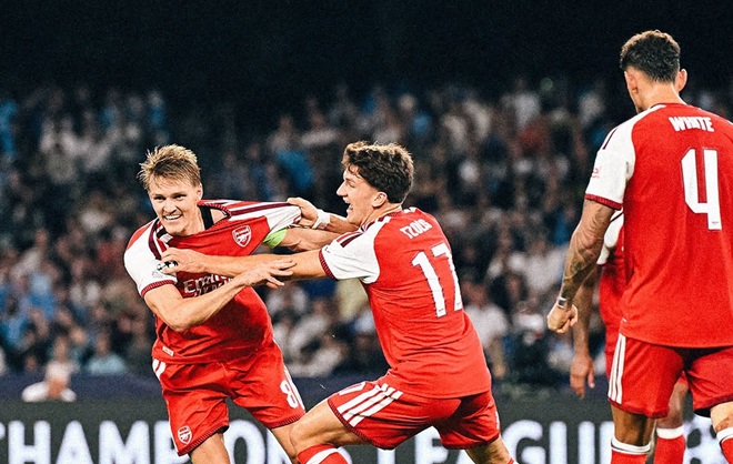 Martin Odegaard (8): Trực tiếp ghi bàn mang về chiến thắng, khép lại màn trình diễn nổi bật của người đội trưởng. Ảnh: Arsenal.