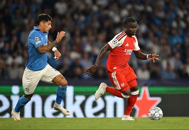 Bukayo Saka (6,6): Tạo ra nhiều cơ hội cho Arsenal nhưng bỏ lỡ một tình huống đối mặt rõ ràng với thủ môn. Ảnh: Arsenal.