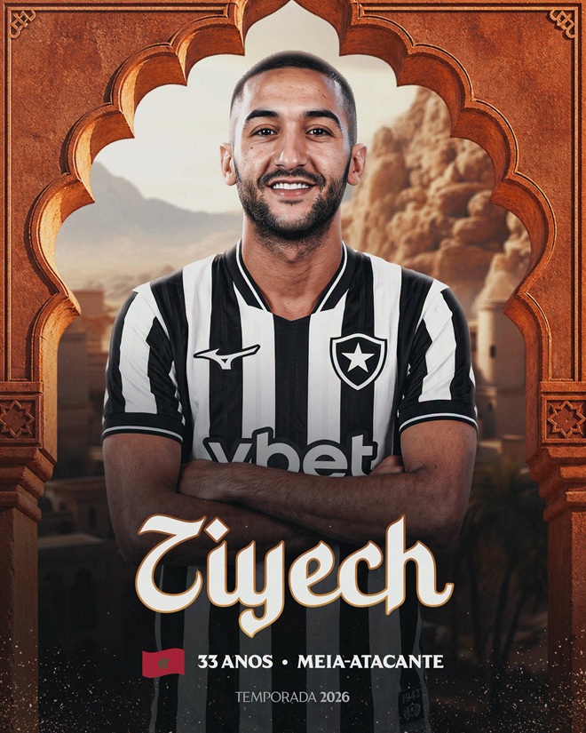 Ziyech đã cập bến Botafogo. Ảnh: Botafogo.