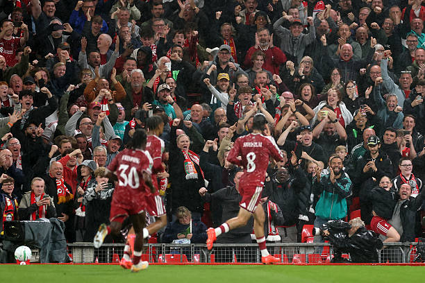 Dominik Szoboszlai là người chốt hạ chiến thắng cho Liverpool. Ảnh của Michael Regan/Getty Images.