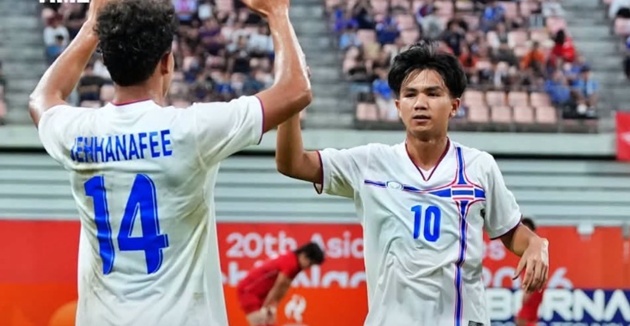 U23 Thái Lan thất thế trước U23 Nhật Bản. (Ảnh: Facebook FA Thailand)
