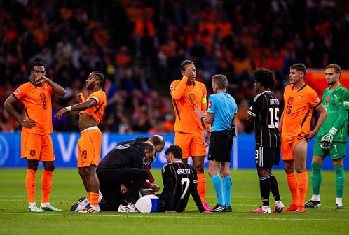 Kai Havertz (Chưa chấm điểm): Rời s&acirc;n sớm do chấn thương sau pha va chạm với Quinten Timber. Ảnh: Rene Nijhuis/MB Media/Getty Images.