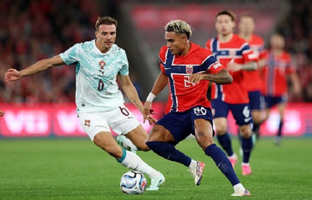 Joao Palhinha (7/10): Đ&aacute;nh chặn hiệu quả, ngăn chặn tầm ảnh hưởng của Odegaard gi&uacute;p tuyến giữa duy tr&igrave; sự chắc chắn trước khi rời s&acirc;n v&igrave; xuống sức. Ảnh: UEFA.