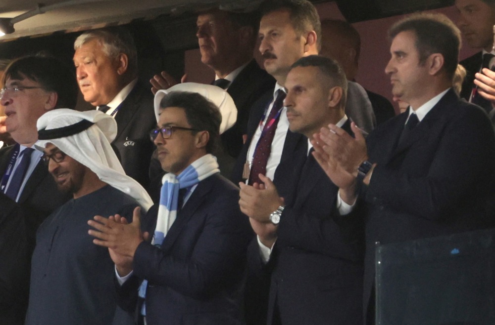 Giới chủ Man City trong trận chung kết C1 năm 2023. Ảnh: EPA.
