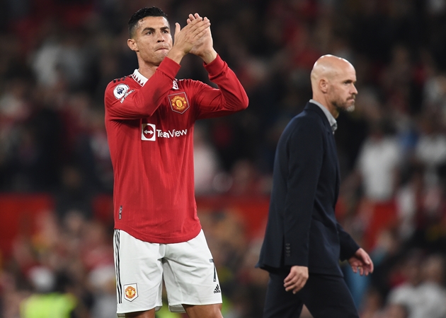Cristiano Ronaldo từng xích mích với Erik ten Hag. Ảnh: EPA/PETER POWELL