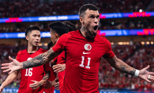  Everton Camargo ghi b&agrave;n cho Hồng K&ocirc;ng. Ảnh: Fanpage Li&ecirc;n đo&agrave;n b&oacute;ng đ&aacute; Hồng K&ocirc;ng.